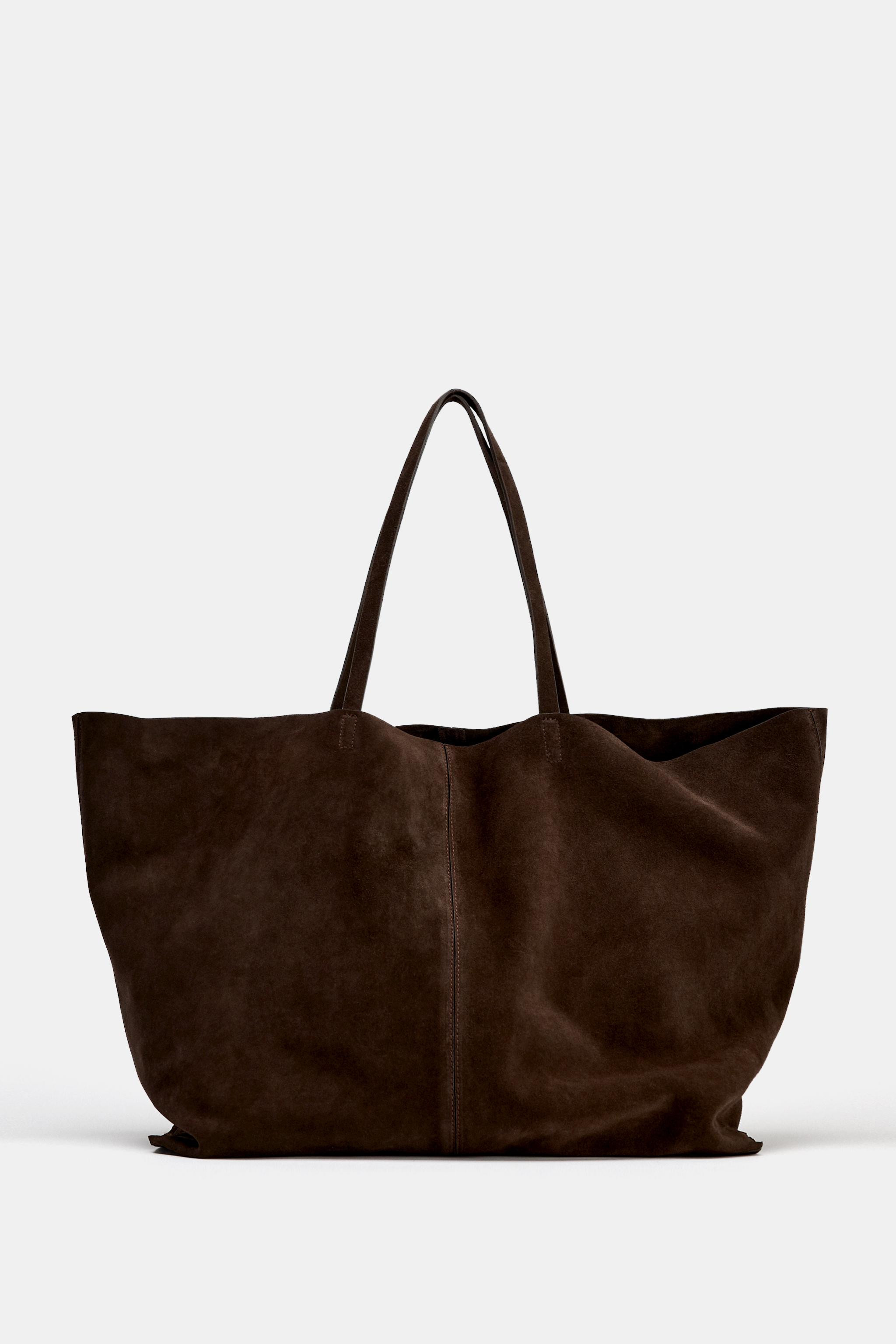 MAXI SPLIT LEATHER SHOPPER BAG | Zara US