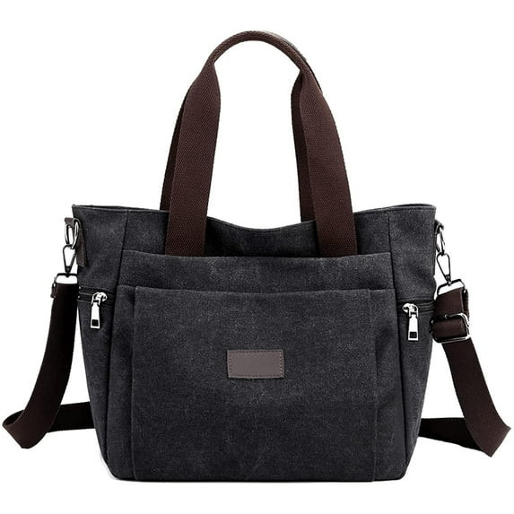 Women's Canvas Tote Bag, Vintage Work Handbag with Multi Pockes Fashion Shoulder Purse Causal Can... | Walmart (US)