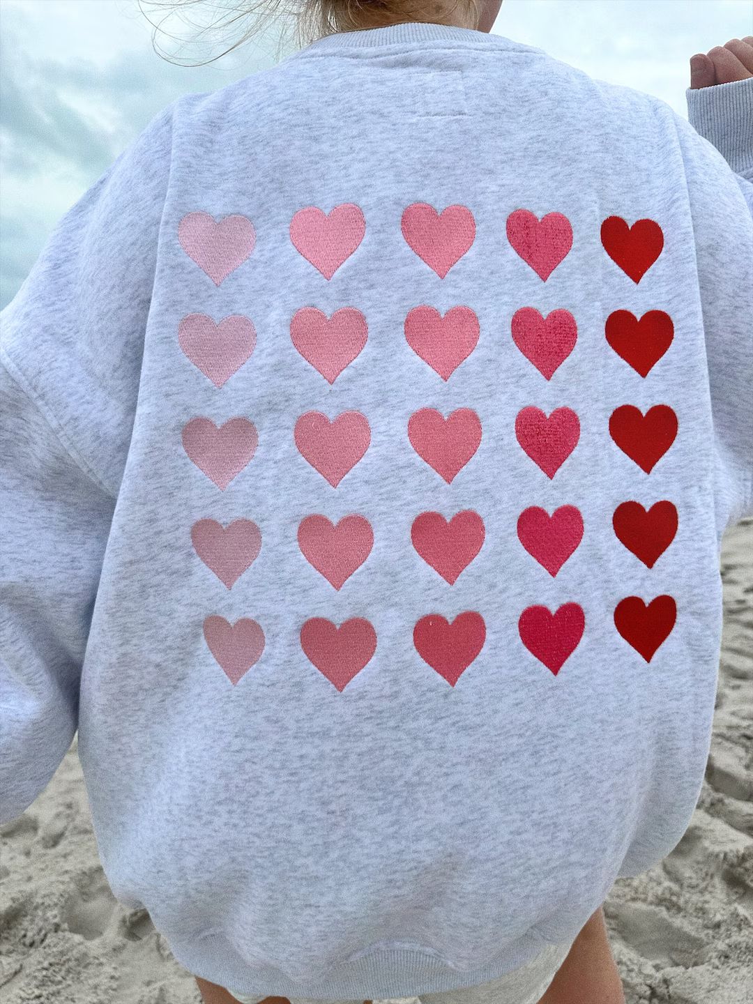 Ombre Hearts Embroider Sweatshirt - Etsy | Etsy (US)