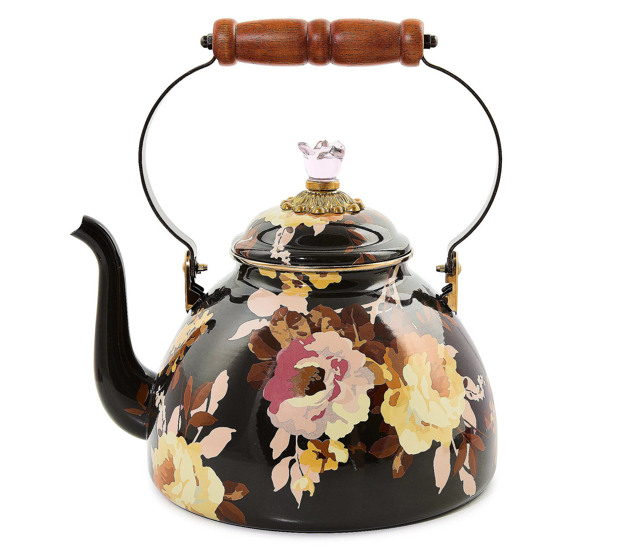 MacKenzie-Childs 3Qt Wild Rose Enamel Tea Kettle | QVC