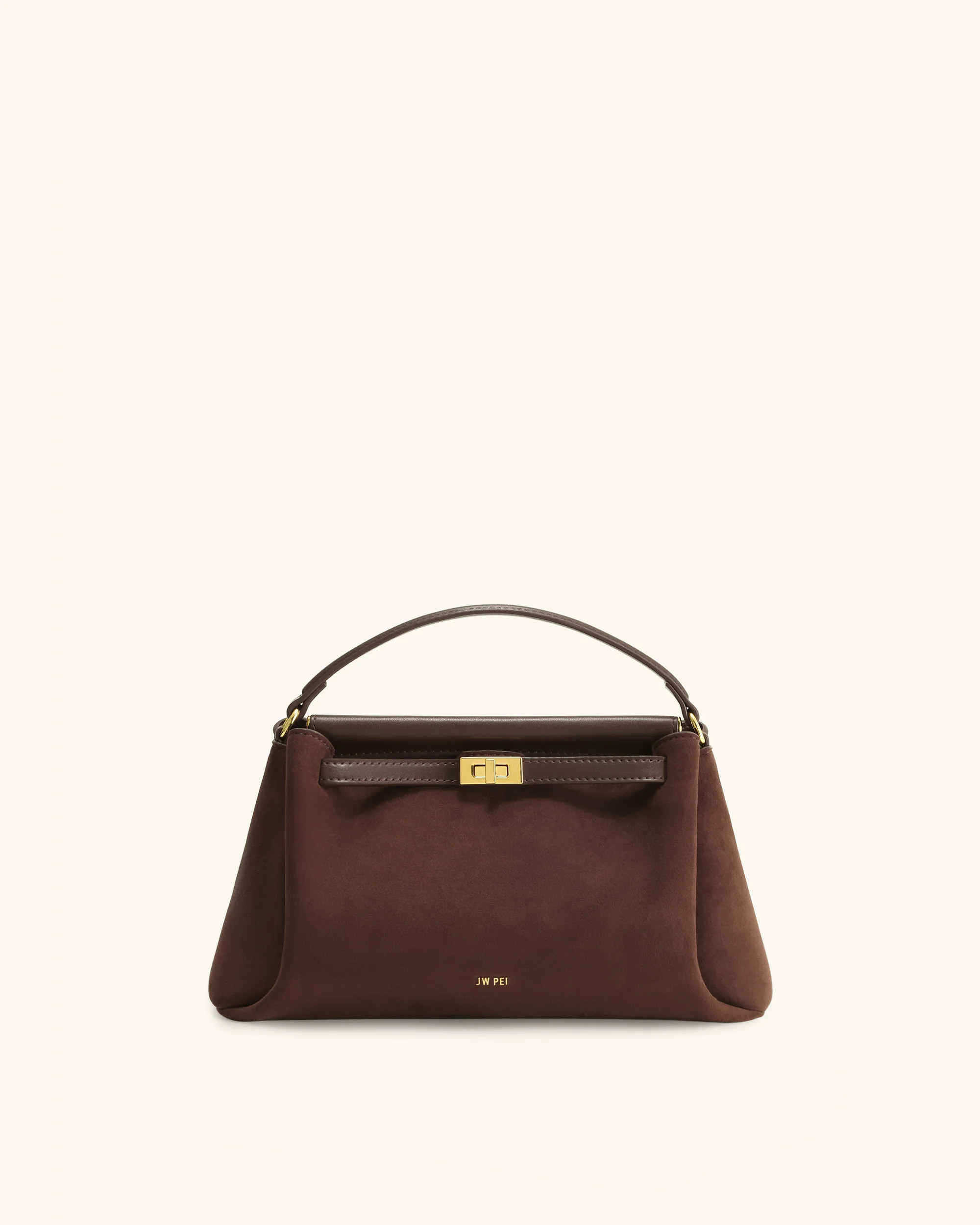 Carmen Faux Suede Top Handle Bag - Dark Brown | JW PEI US