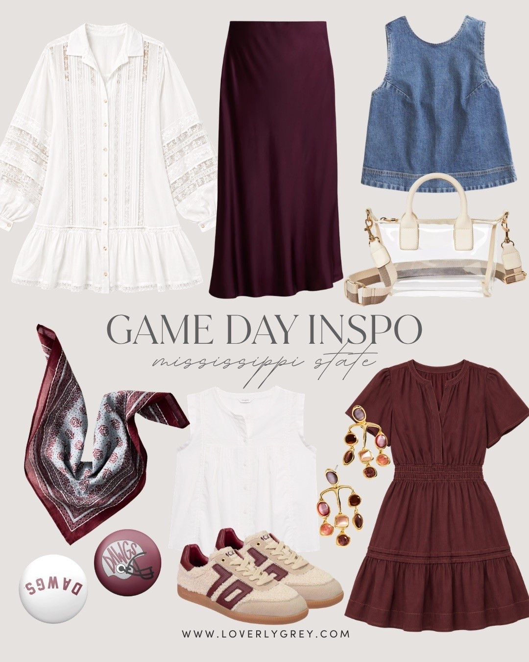 Some maroon & white finds perfect for Mississippi state game day! Maroon is trending again this fall, so there are so many good finds!

Loverly Grey, college game day, Mississippi state game day outfit, msu game day outfit, maroon, burgundy

#LTKSeasonal