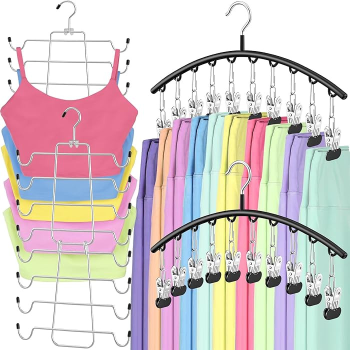 TomCare 4 Pack Space Saving Hangers，2Pack Tank Top Hanger and 2Pack Leggings Organizers for Clo... | Amazon (US)