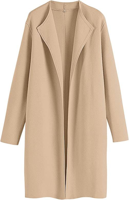 ANRABESS Women's Casual Long Sleeve Classy Draped Open Front Jackets Long Knitted Cardigan Sweater | Amazon (US)