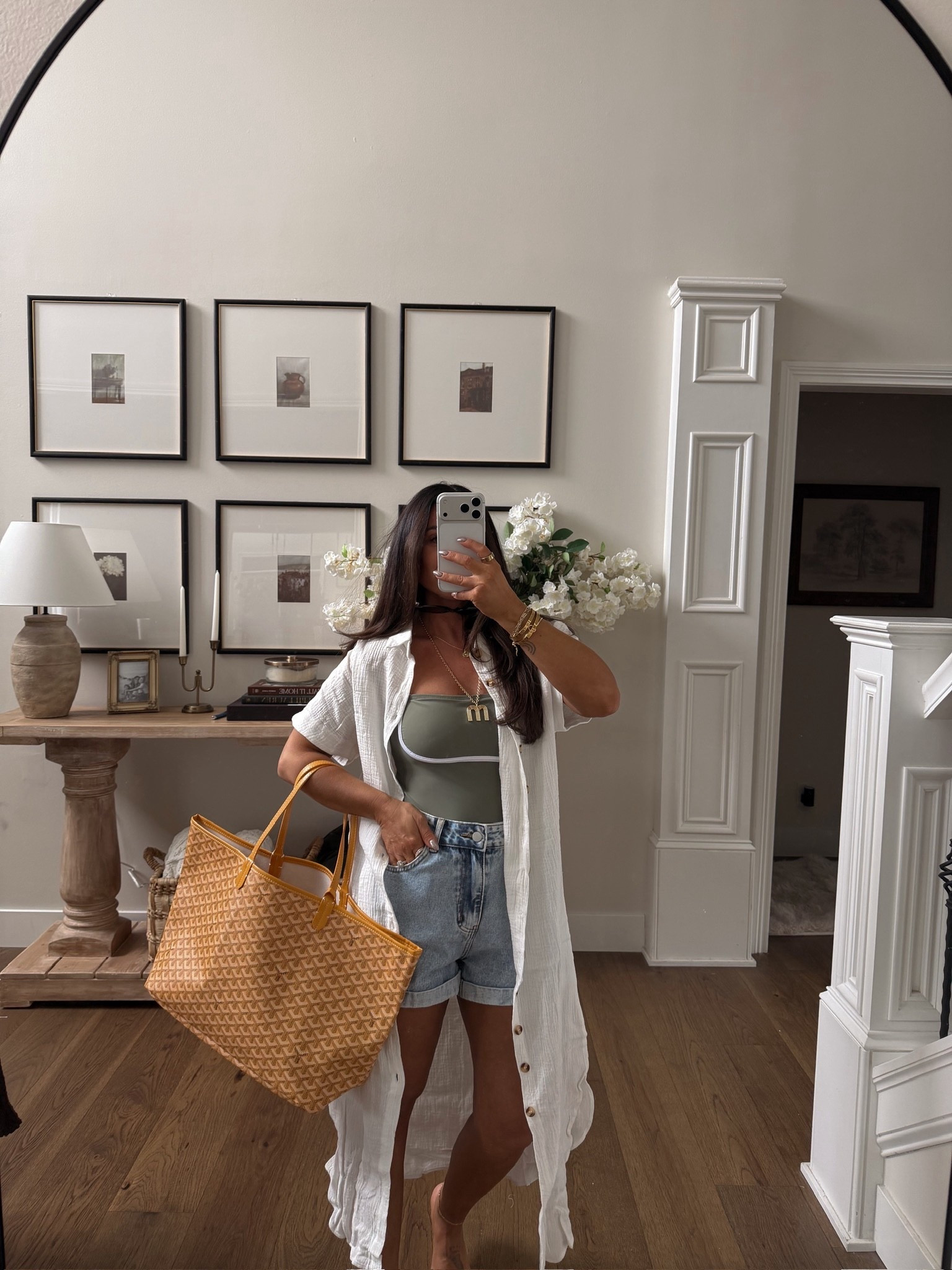 Green one piece, white coverup, and denim shorts! The cutest spring break outfit 🌴

#LTKTravel #LTKootd #LTKSwim