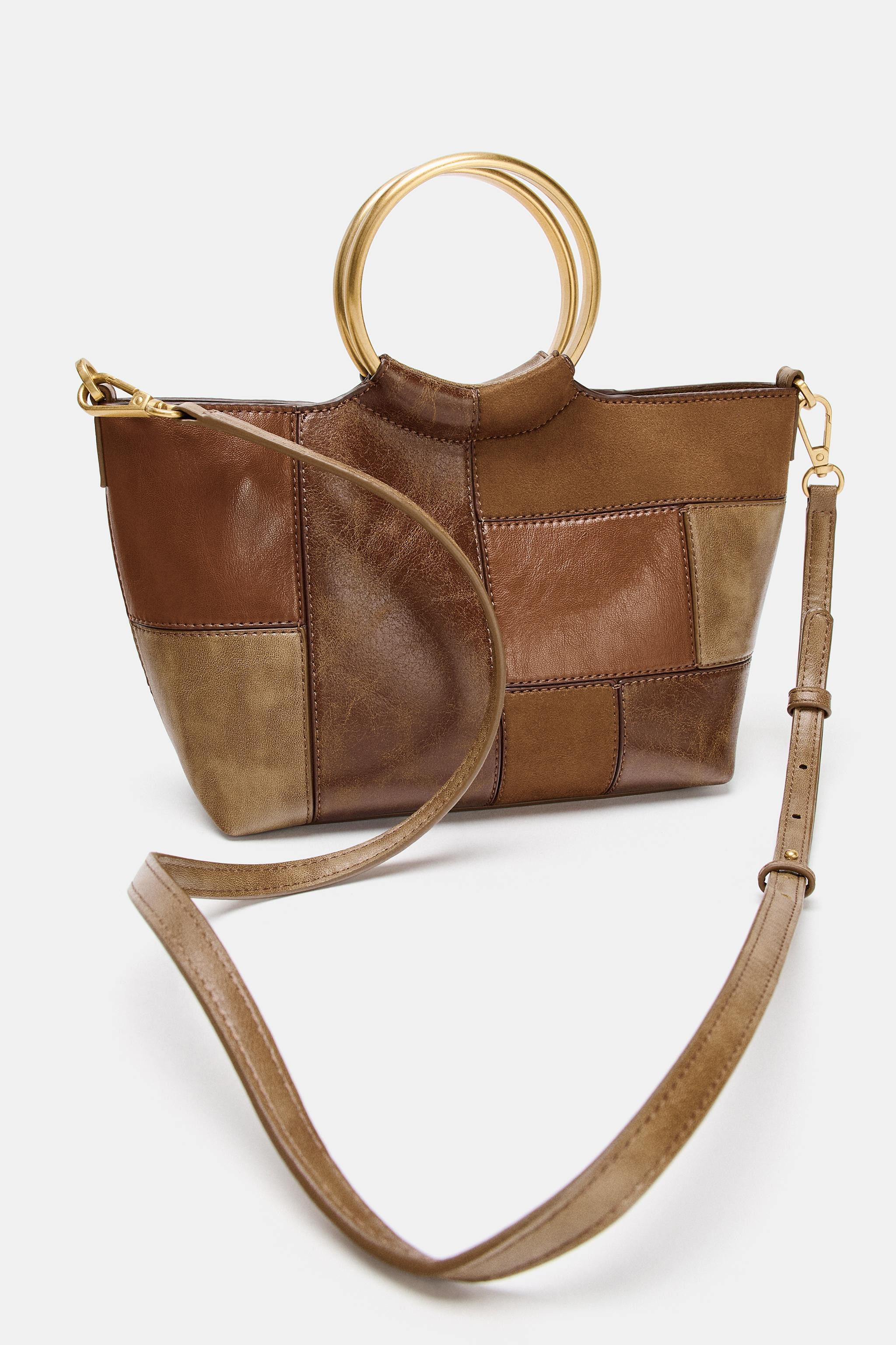 PATCHWORK RIGID HANDLE MINI BUCKET BAG | Zara US