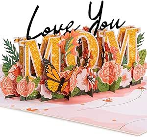 Paper Love 3D Love You Mom Pop Up Mothers Day Card, For Mom, Wife, All Occasion - 5" x 7" Cover -... | Amazon (US)