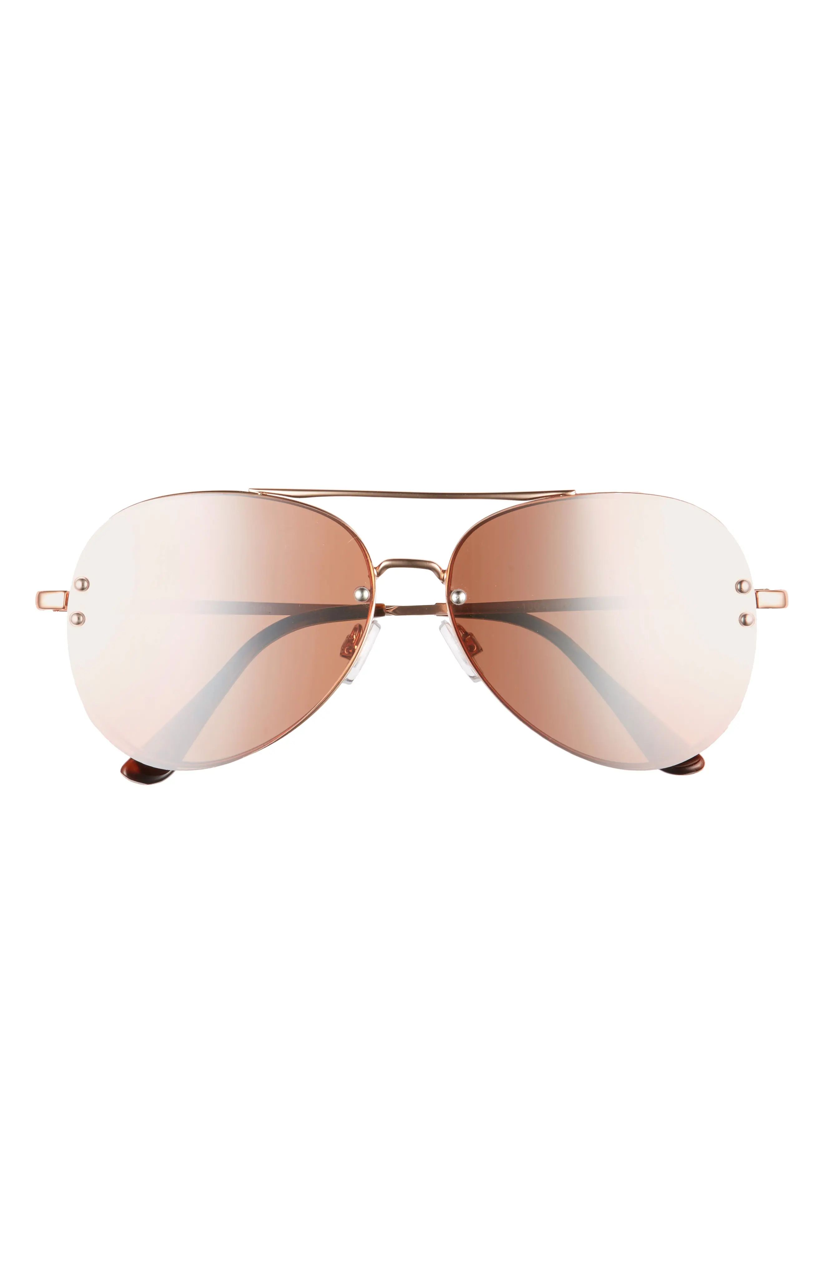 Women's Bp. 60Mm Oversize Mirrored Aviator Sunglasses - Rose Gold | Nordstrom