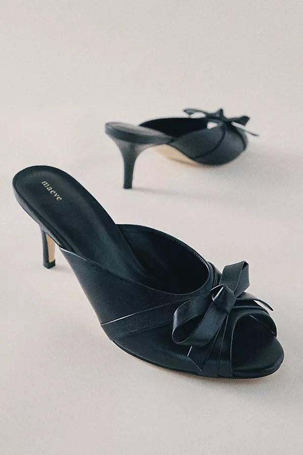 Bow Peep-Toe Kitten-Heel Mules | Anthropologie (US)