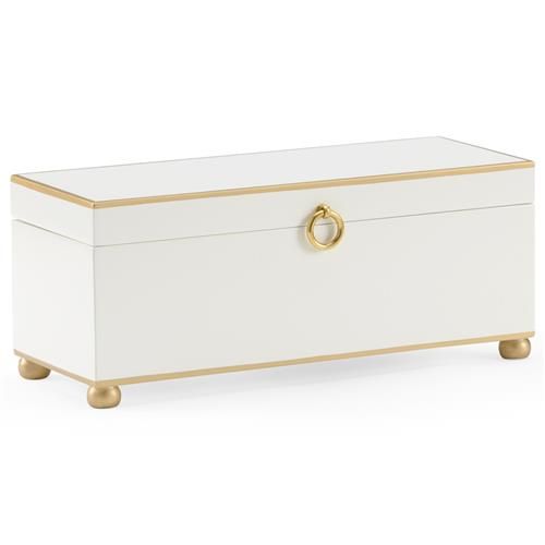 Chelsea House French Gold Accent Cream Wood Decorative Box | Kathy Kuo Home