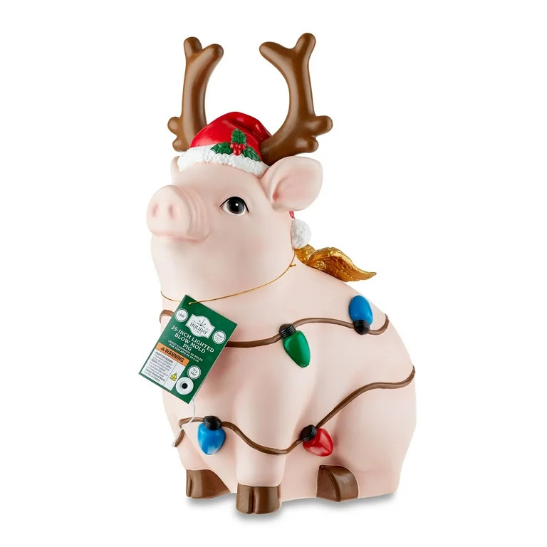Blow Mold Light-Up Pig, 25", by Holiday Time | Walmart (US)