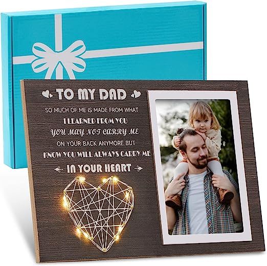 HOMDAILY Father's Day Gifts - DIY Craft Fathers Day Picture Frame with Light - Dad Picture Frame ... | Amazon (US)