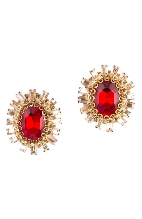 Deepa Gurnani Lilou Crystal Stud Earrings in Ruby at Nordstrom | Nordstrom