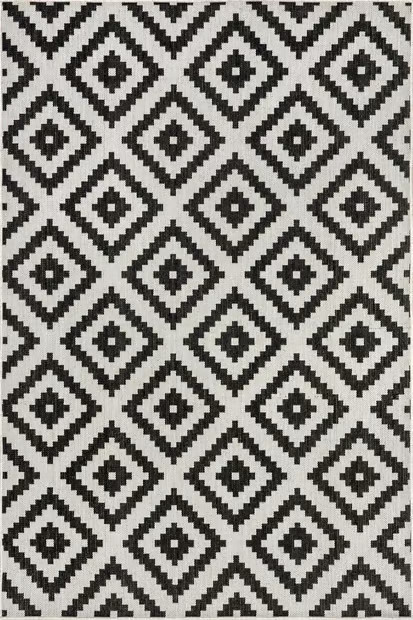 Black And White Mallia Moroccan Trellis Indoor/Outdoor 8' x 10' Area Rug | Rugs USA