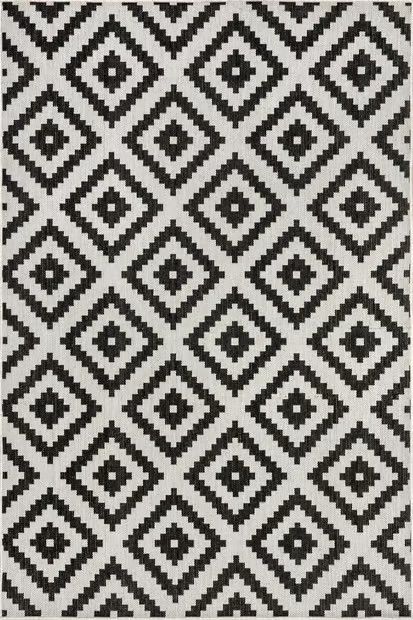 Black And White Mallia Moroccan Trellis Indoor/Outdoor 8' x 10' Area Rug | Rugs USA