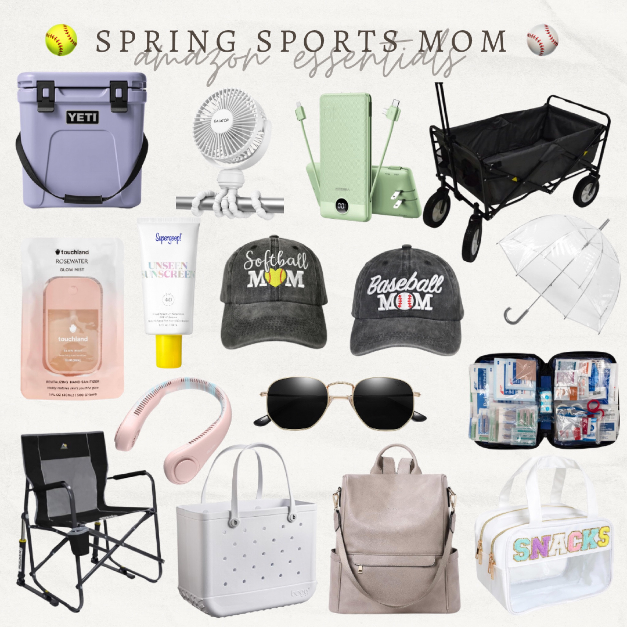 Spring sports mom Amazon essentials! 

Yeti | cooler | outdoor chair | baseball mom | softball mom | sunglasses | Amazon | first aid kit | Bookbag purse | snacks purse | bogg | portable fan | stroller fan | wagon | umbrella | portable charger | sunscreen | hand sanitizer | 

#LTKfindsunder50 #LTKsalealert #LTKfamily