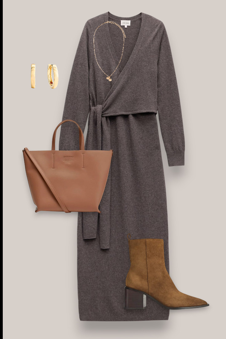 The kind of one-and-done fall outfit I love 🤎 A soft knitted midi dress, suede ankle boots, tan tote and simple gold jewellery. Easy enough for daytime but polished enough to wear out for dinner too. 

 #LTKautumn #LTKworkwear #LTKdresses