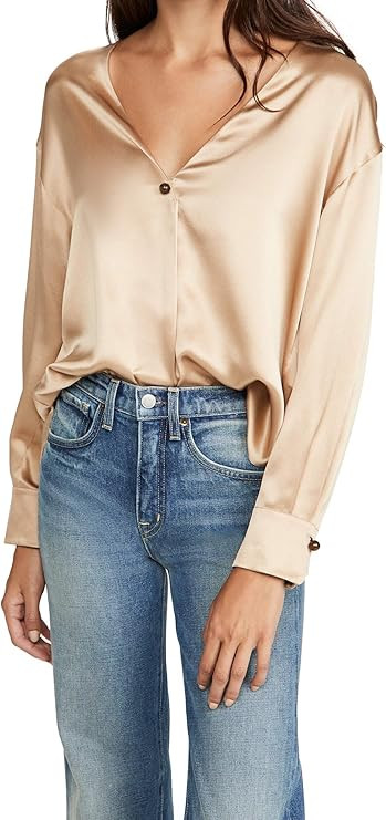 Vince Women's V-Neck Ball Button Blouse | Amazon (US)