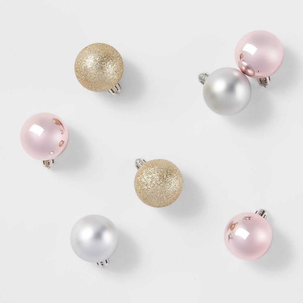 24ct/40mm Christmas Ornament Set Blush & Champagne - Wondershop | Target