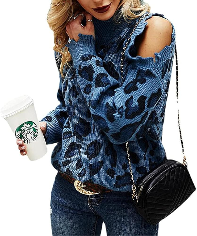 LUVOEURE Pullover Sweaters for Women Oversized Crew Neck Cold Shoulder Pullover Tops Long Sleeve ... | Amazon (US)