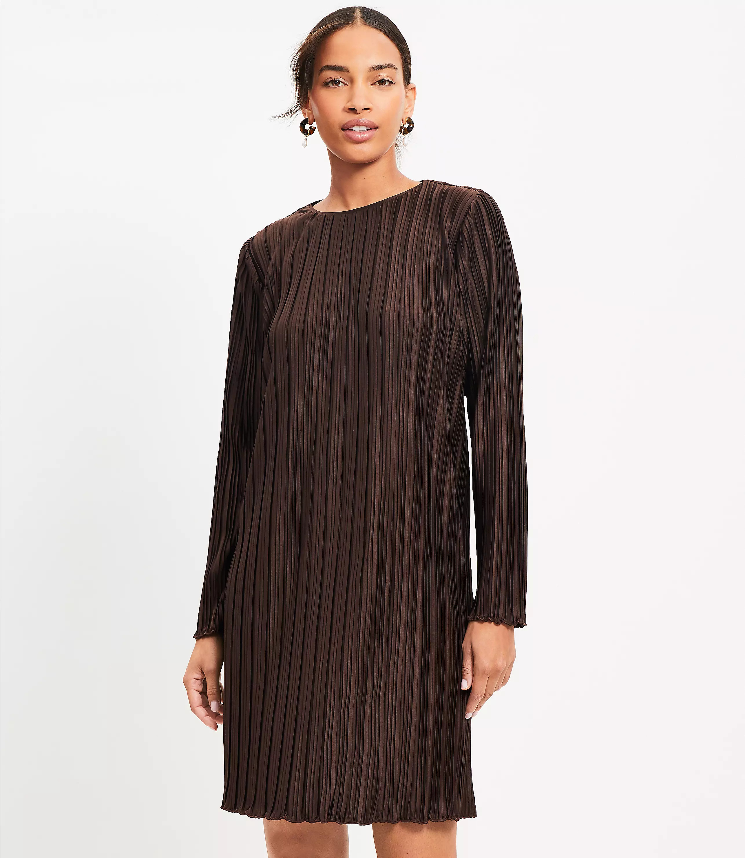 Pleated Jersey Mini Dress | LOFT