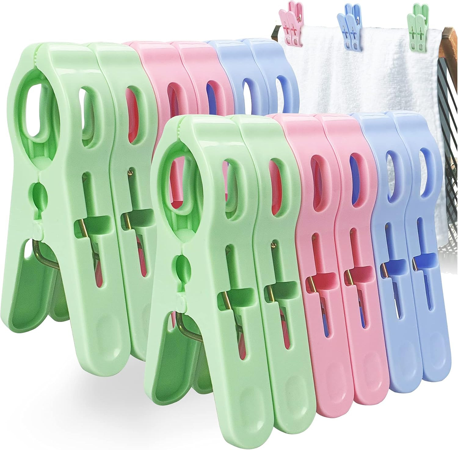 Beach Towel Clips Chair Cruise Holder - Fashion Colors Plastic Quilt Hanging Clamps Jumbo Size 12... | Amazon (US)