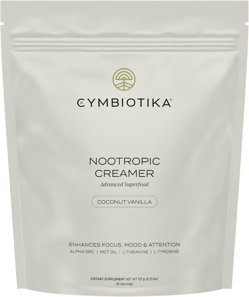CYMBIOTIKA Nootropic Creamer – MCT Oil, Alpha GPC, L-Theanine – Keto, Vegan, Sugar-Free Coffe... | Amazon (US)