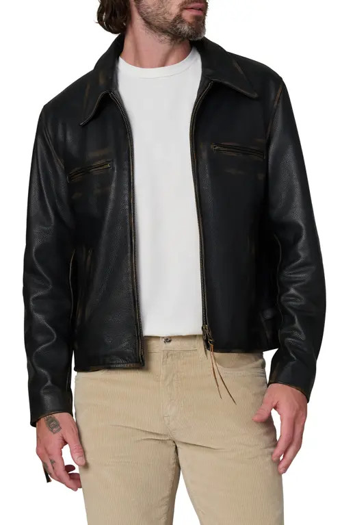 Joe's Rider Leather Jacket in Cognac Sanded at Nordstrom, Size Small | Nordstrom