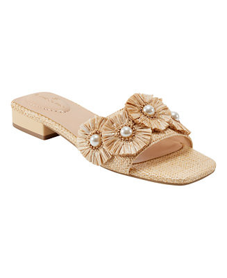 Bandolino Women's Marcell Flower Raffia Flat Slide Sandals - Macy's | Macy's