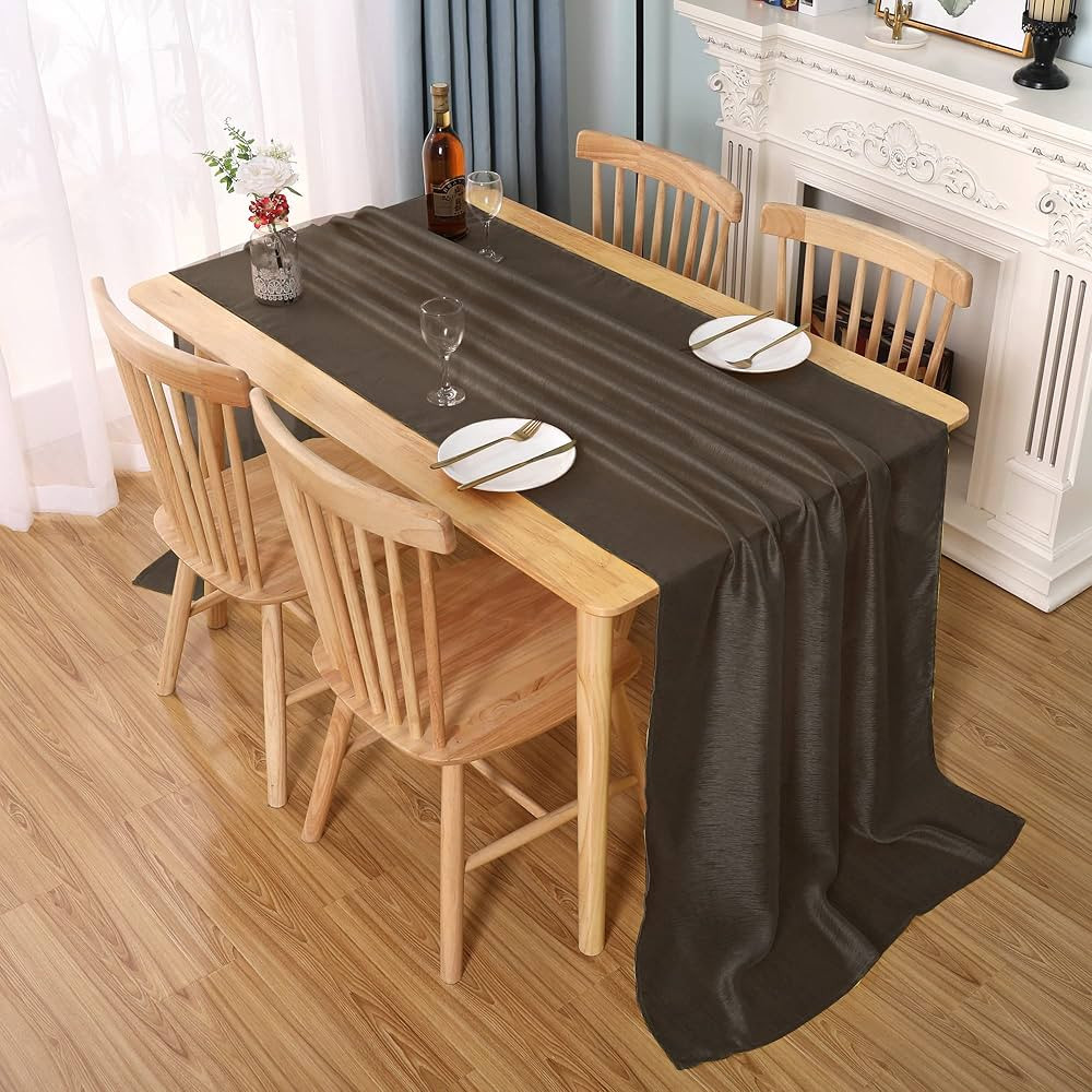 MUMFAS Dark Brown 10Ft Chiffon Table Runner 34x122 Inch Extra Long Sheer Table Runners for Romant... | Amazon (US)