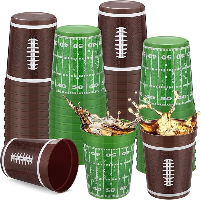 24 Pcs Reusable Football Plastic Cups 16 oz Thick Cocktail Drink Cup Bulk Football Stadium Cups f... | Amazon (US)