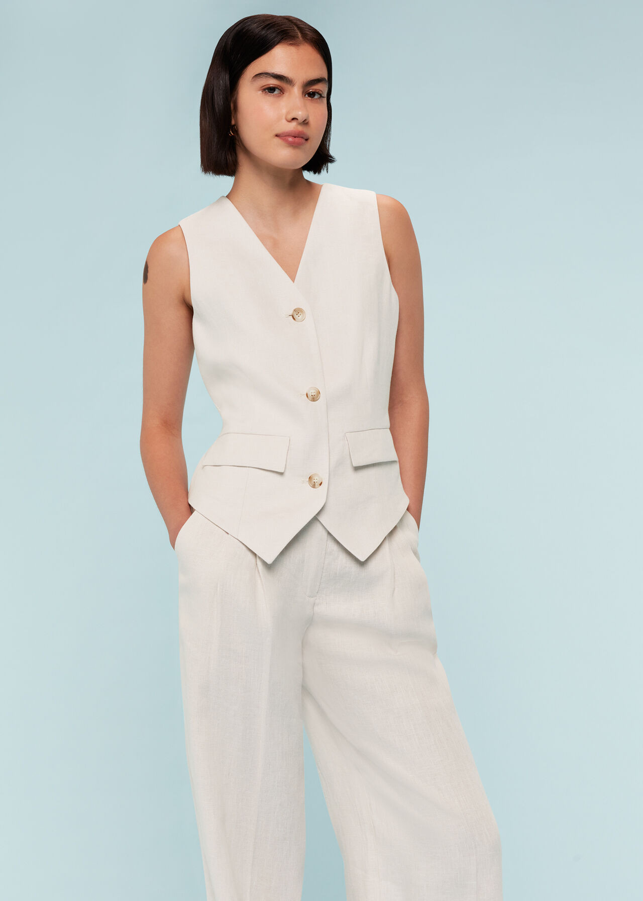 Bina Linen Waistcoat | Whistles