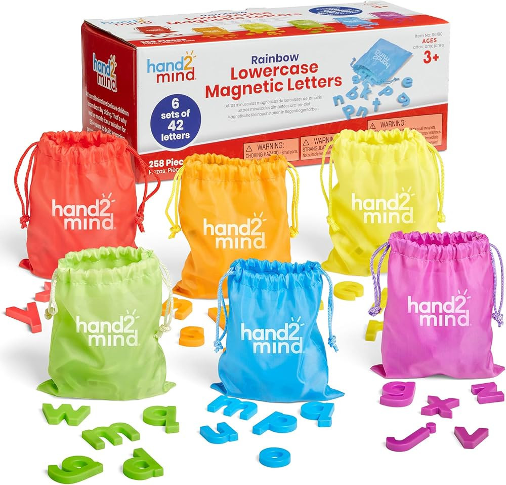 hand2mind Rainbow Lowercase Magnetic Letters, Plastic Magnetic Letters for Classroom, Alphabet Le... | Amazon (US)