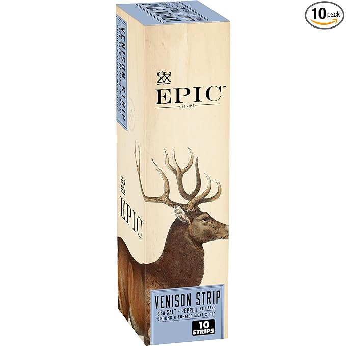 EPIC Snack Strips, Venison Beef Sea Salt Pepper, Keto and Paleo Friendly, 0.8 oz, 10 ct | Amazon (US)