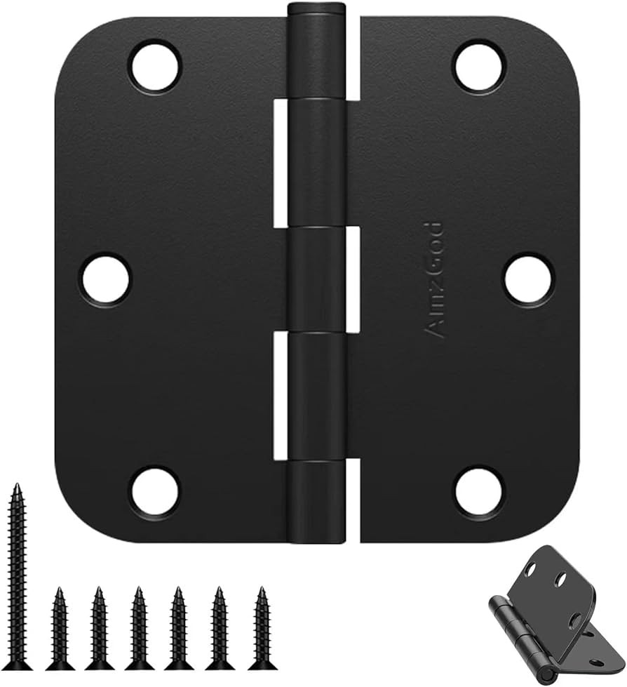 Door Hinges Matte Black - 30 Pack Black Door Hinges 3.5 Inch Rounded Interior Door Hinges with 5/... | Amazon (US)