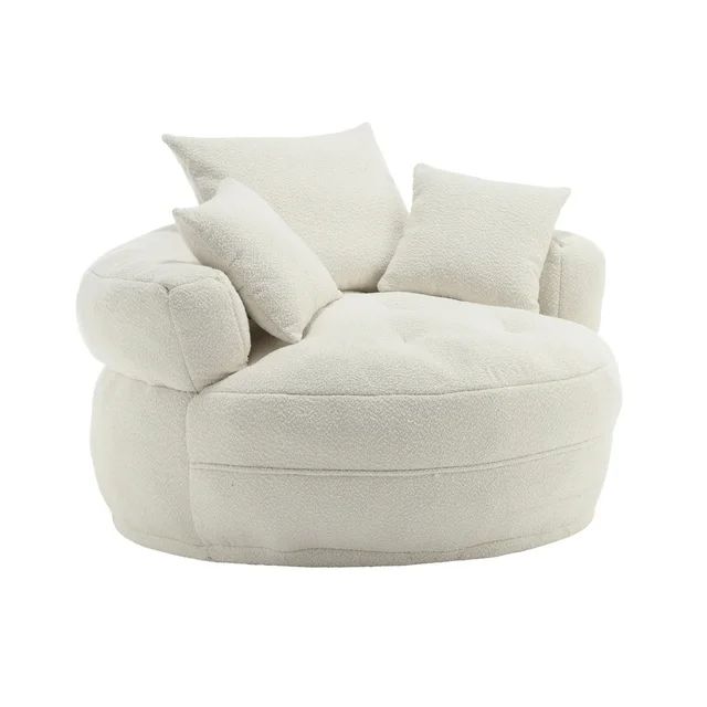 MOONMISS Accent Barrel Chair, Modern Boucle Round Accent Chair with 3 Pillows and Tufted Seat, Up... | Walmart (US)