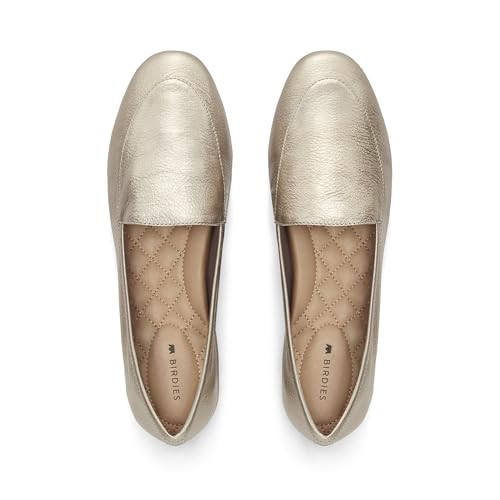 Birdies Women's Vesper, Slip-On Flats, Comfortable Casual Dressy Shoes, Gold Leather, 10 | Amazon (US)