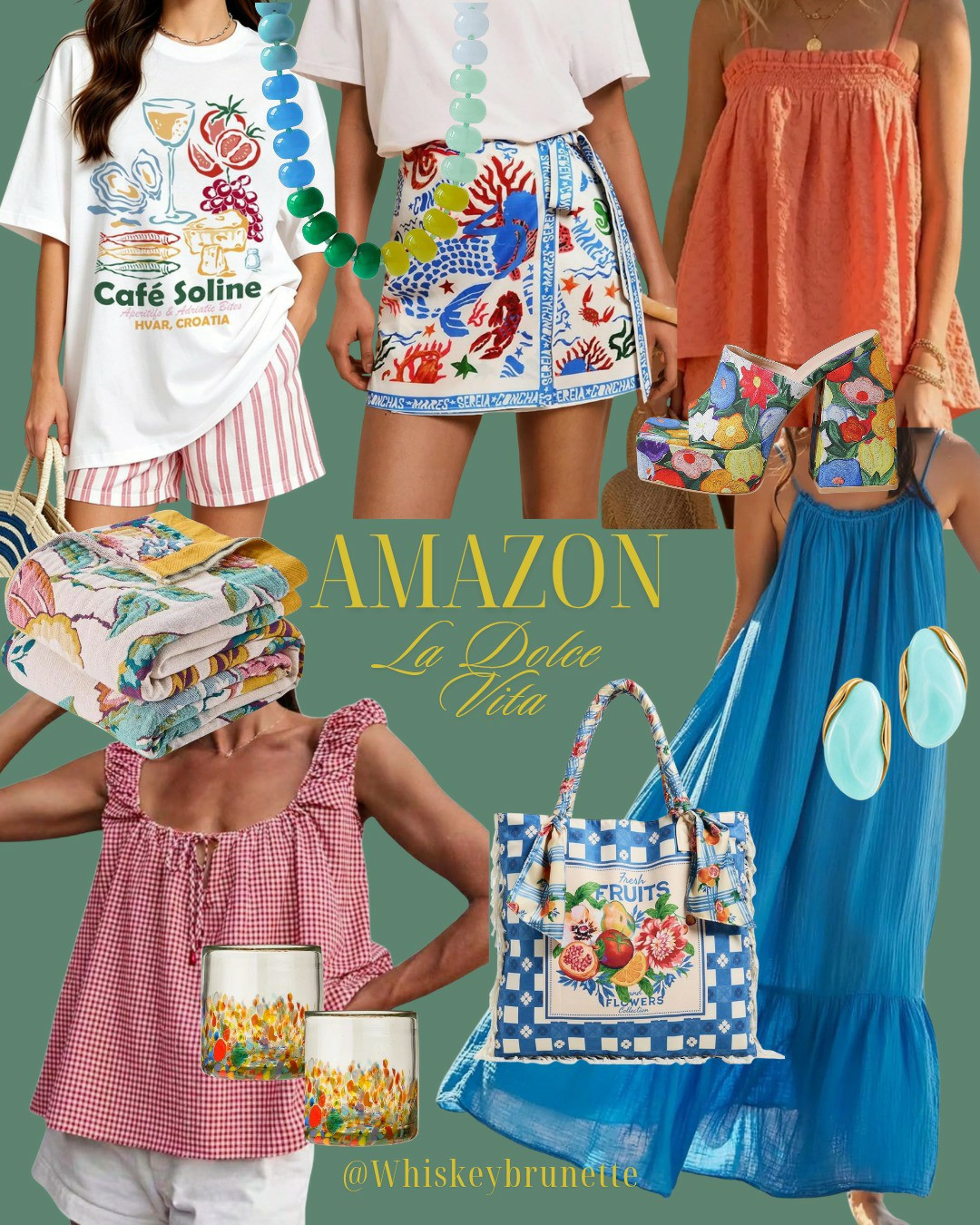 La Dolce Vita Vibes from Amazon 🍋| Italian summer style | colorful vacation outfits | resort wear | coastal chic | statement accessories | vacation dresses | woven bags | colorful jewelry | summer fashion | Amazon finds

#LTKSeasonal #LTKootd #LTKSaleAlert