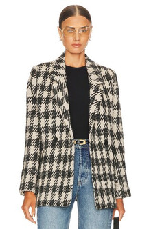 Click for more info about ANINE BING Diana Blazer in Tan & Black Plaid from Revolve.com