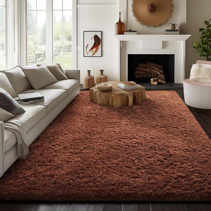 Ophanie 8x10 Brown Area Rugs for Living Room, Large Shag Bedroom Carpet, Big Indoor Thick Soft Sh... | Amazon (US)