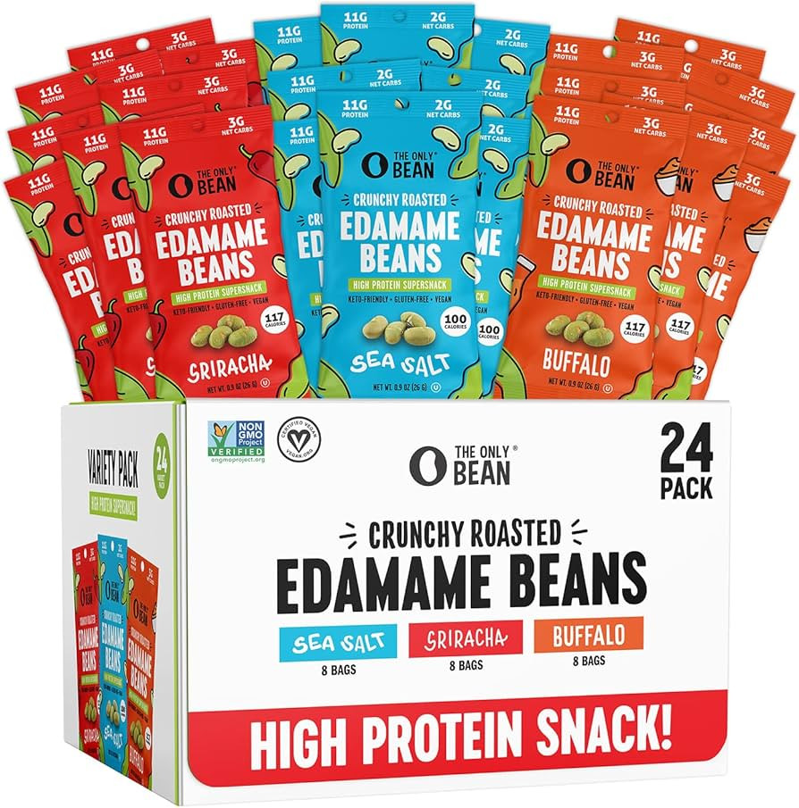 The Only Bean Crunchy Roasted Edamame - Healthy Snacks for Adults and Kids (Variety Pack), Low Ca... | Amazon (US)