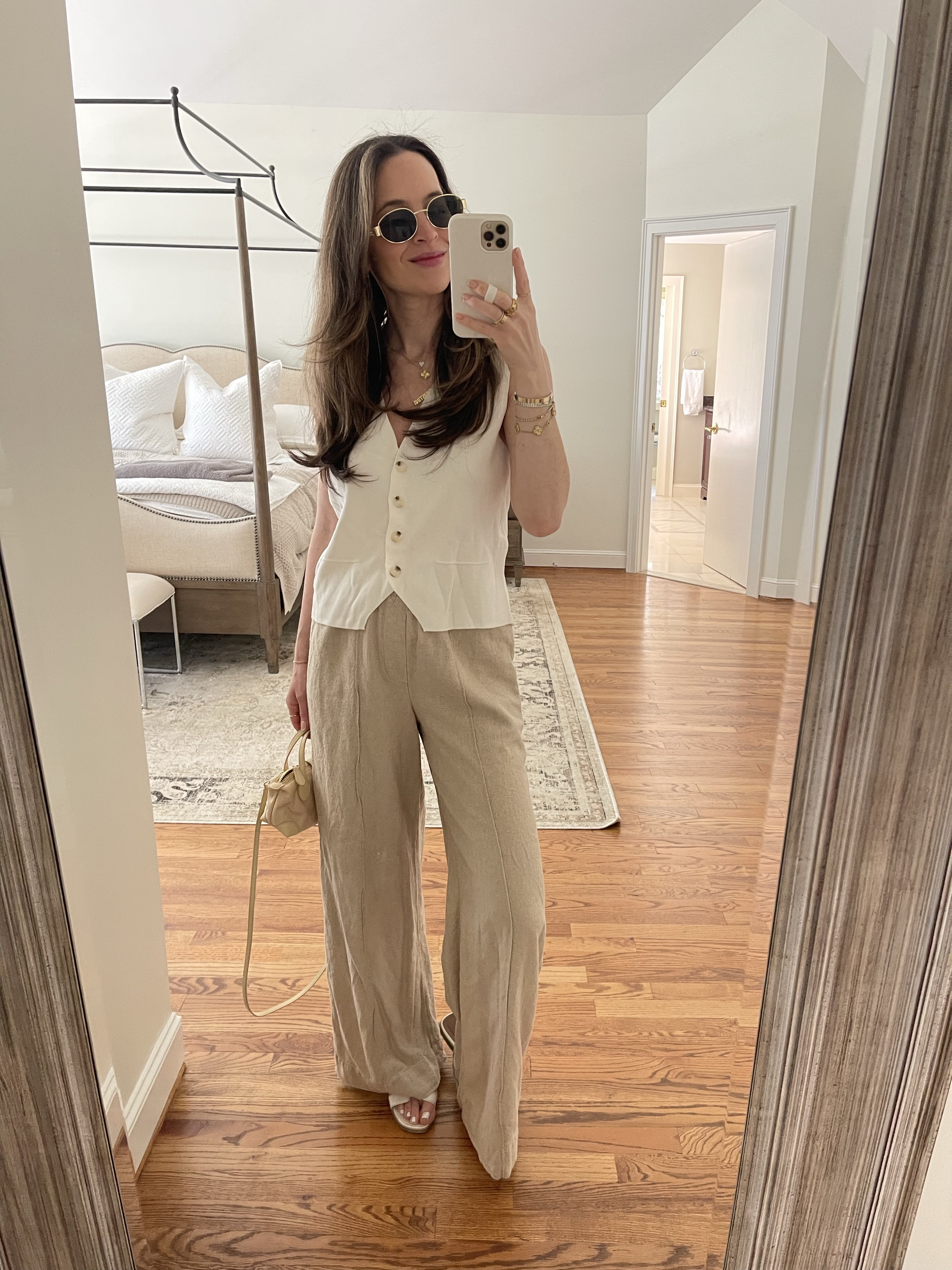 Spring outfit. Linen pants and knit vest. Linen pants run large, consider sizing down (wearing XS) and vest runs true (wearing S)  

#LTKFindsUnder50 #LTKSeasonal