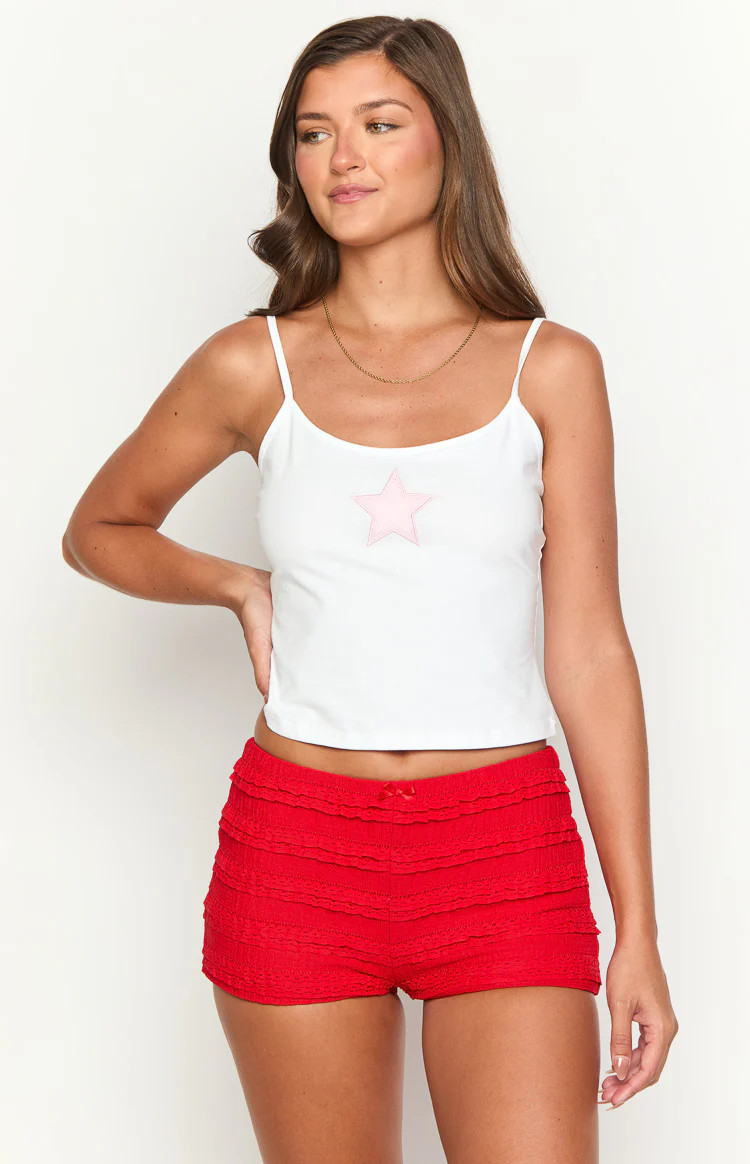 Leo Red Micro Shorts | Beginning Boutique (US)