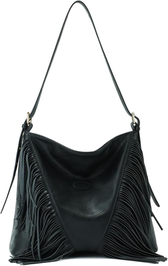 Vintage Fringe Shoulder Bags For Women Tassle Hobo Bags Large Crossbody Fringe Purse | Amazon (US)