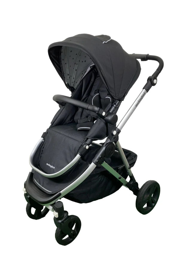 Mockingbird Single to Double 2.0 Stroller, Black, Watercolor Drops, Silver With Black Leather, 2025 | GoodBuy Gear