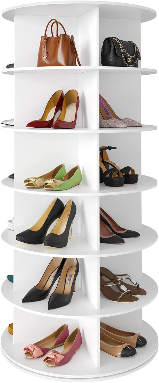 SpaceAid 6 Tier Rotating Shoe Rack Tower, Spinning Shoe Display Lazy Susan, Revolving 360 Shoe Ra... | Amazon (US)