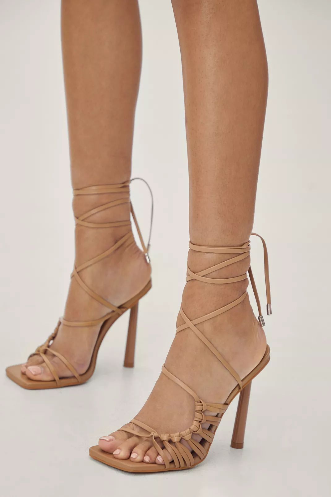 Faux Leather Twist Strappy Stiletto Heels | Nasty Gal (US)