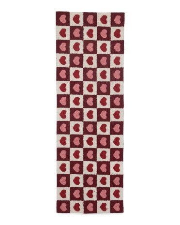 20x60 Checkered Hearts Hooked Runner | TJ Maxx