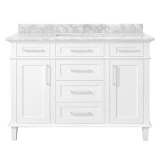 Home Decorators Collection Sonoma 48 in. W x 22 in. D x 34 in H Bath Vanity in White with White C... | The Home Depot