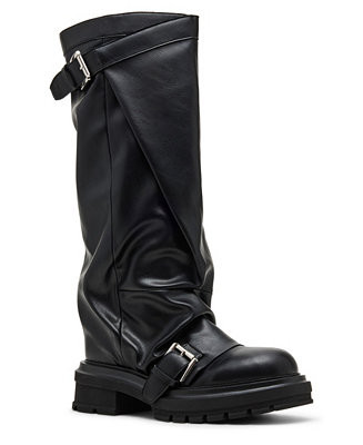 Madden Girl Women's Restore Knee-High Slouchy Lug-Sole Moto Boots, Regular & Wide Calf - Macy's | Macy's